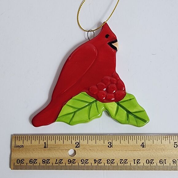 Large Ceramic Red Cardinal Loved One Memorial Christmas Ornament Hanging Decor - Picture 8 of 10